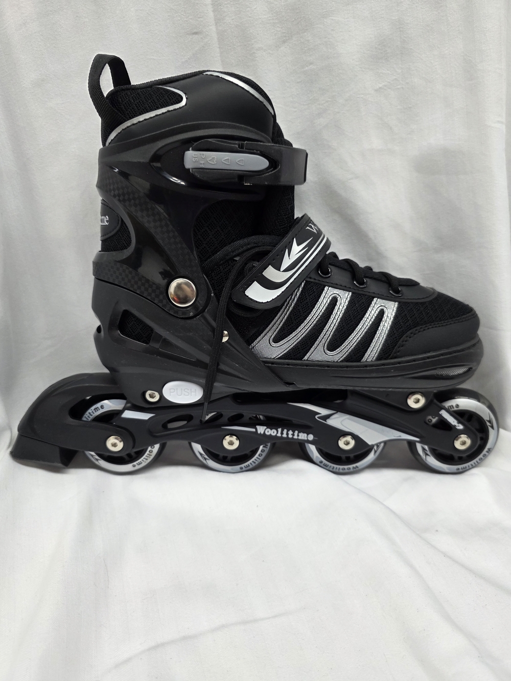 Black And Silver Inline Skate - Adjustable Rollerblade